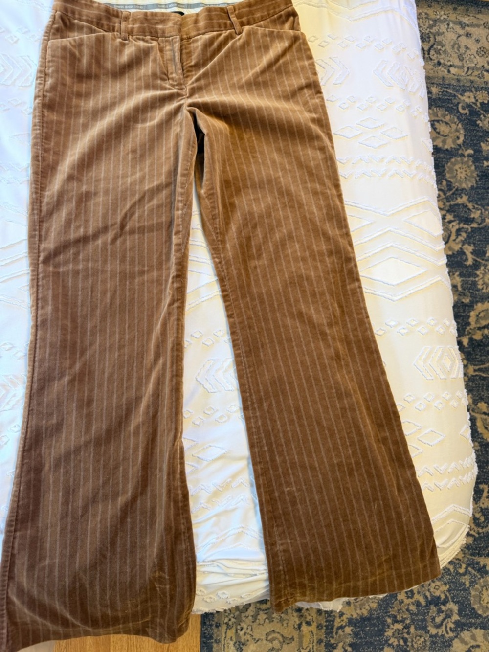 Express Editor Brown Velvet Pinstripe Pants Size 8 Wide Leg Trousers